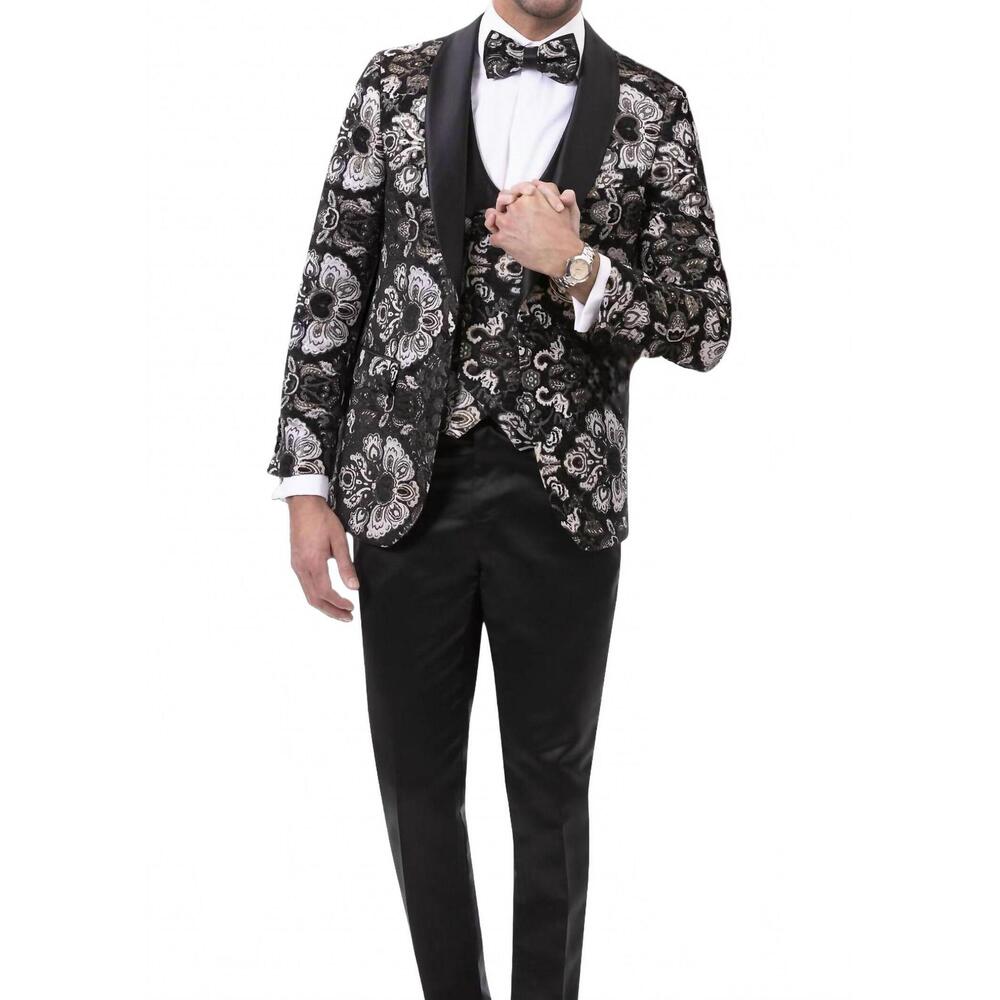 NEW KENT & PARK fashion blazer and vest with matching bow tie in black